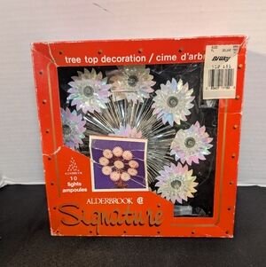 Vintage 1980s Silver Alderbrook Christmas Tree Topper Xmas Tinsel Star Tree Top